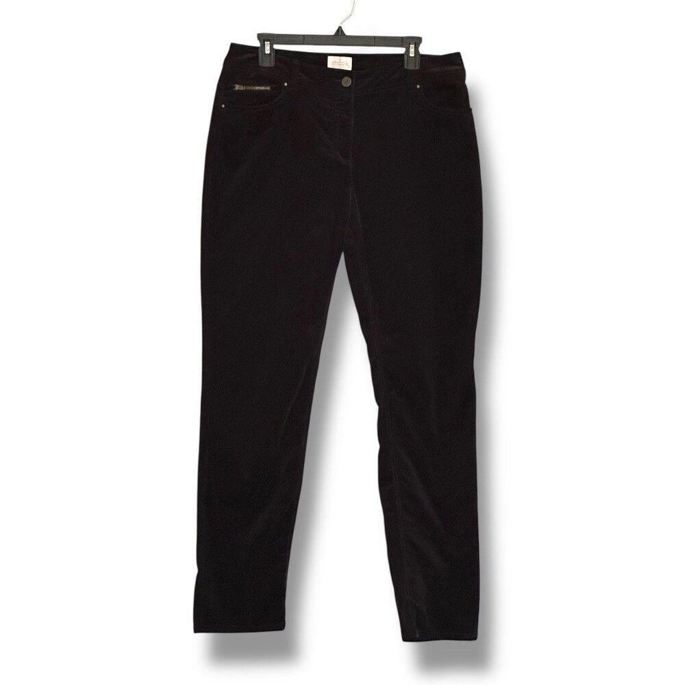 Chicos Corduroy Pants Women's 1.5 Medium (10) Black Straight Leg Zippered Pocket